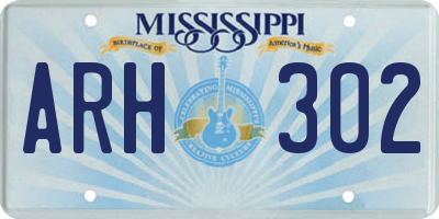 MS license plate ARH302