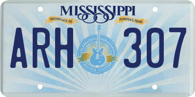 MS license plate ARH307