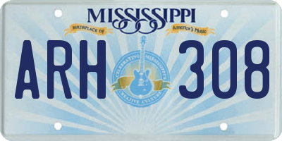 MS license plate ARH308