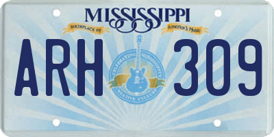 MS license plate ARH309