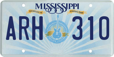 MS license plate ARH310