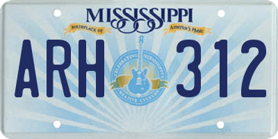 MS license plate ARH312