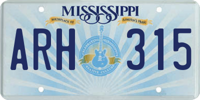 MS license plate ARH315