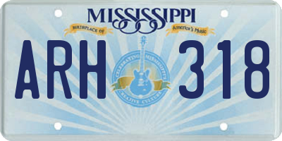 MS license plate ARH318