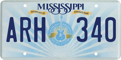 MS license plate ARH340
