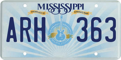 MS license plate ARH363