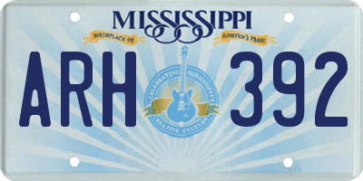 MS license plate ARH392