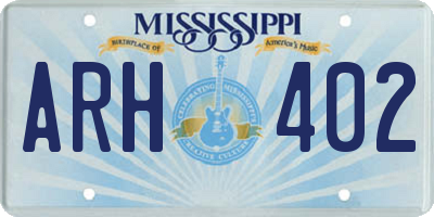 MS license plate ARH402