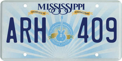 MS license plate ARH409