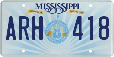 MS license plate ARH418