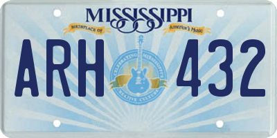 MS license plate ARH432