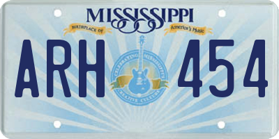 MS license plate ARH454