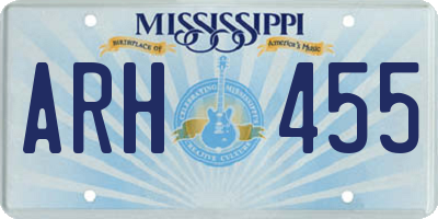 MS license plate ARH455