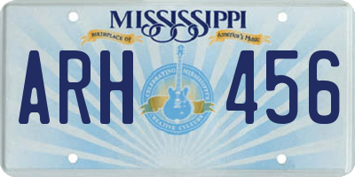MS license plate ARH456