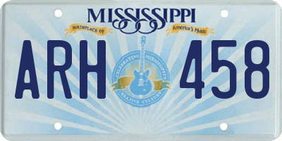 MS license plate ARH458