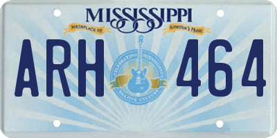 MS license plate ARH464