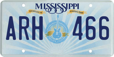 MS license plate ARH466