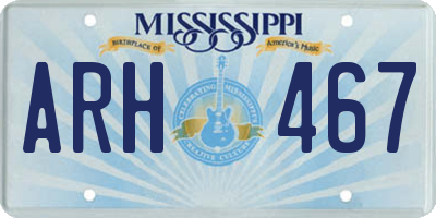 MS license plate ARH467
