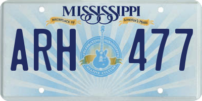 MS license plate ARH477