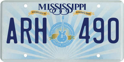 MS license plate ARH490