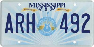 MS license plate ARH492