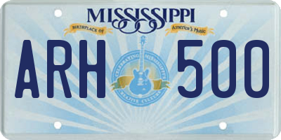 MS license plate ARH500