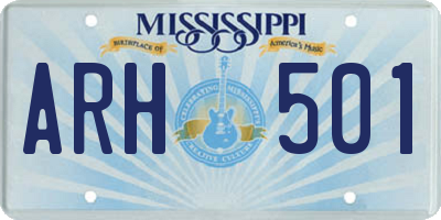 MS license plate ARH501