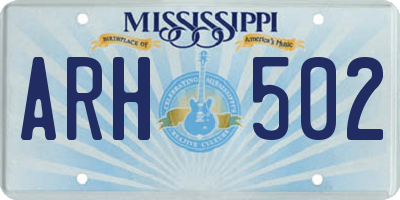 MS license plate ARH502
