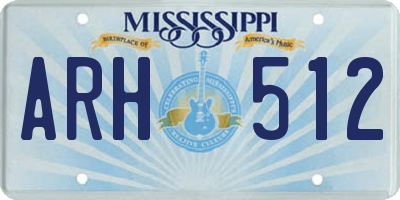 MS license plate ARH512