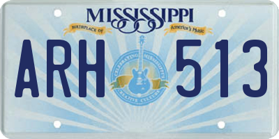 MS license plate ARH513
