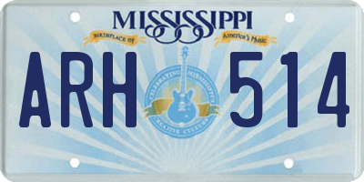 MS license plate ARH514