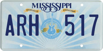 MS license plate ARH517