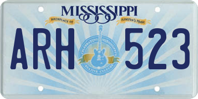 MS license plate ARH523