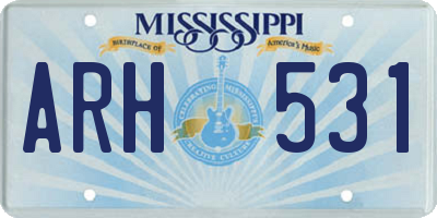 MS license plate ARH531