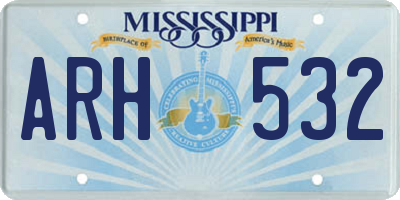 MS license plate ARH532