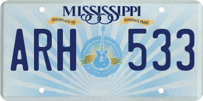 MS license plate ARH533