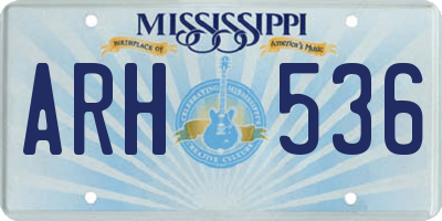 MS license plate ARH536
