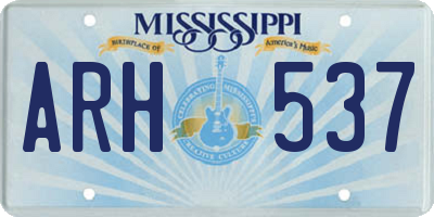 MS license plate ARH537