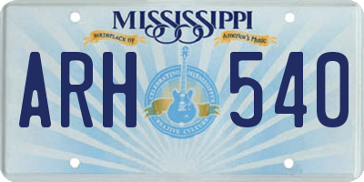 MS license plate ARH540