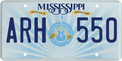 MS license plate ARH550