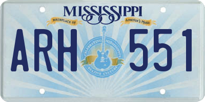 MS license plate ARH551