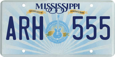 MS license plate ARH555