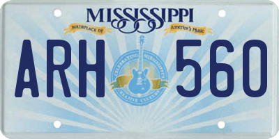 MS license plate ARH560
