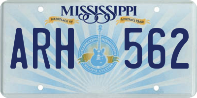 MS license plate ARH562