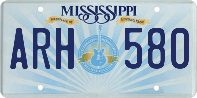 MS license plate ARH580