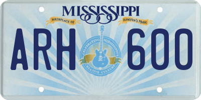 MS license plate ARH600