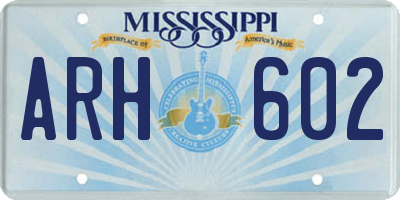 MS license plate ARH602