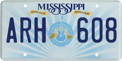 MS license plate ARH608