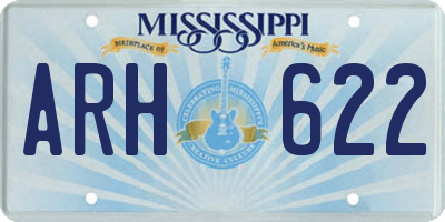 MS license plate ARH622