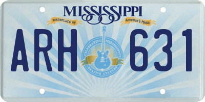 MS license plate ARH631